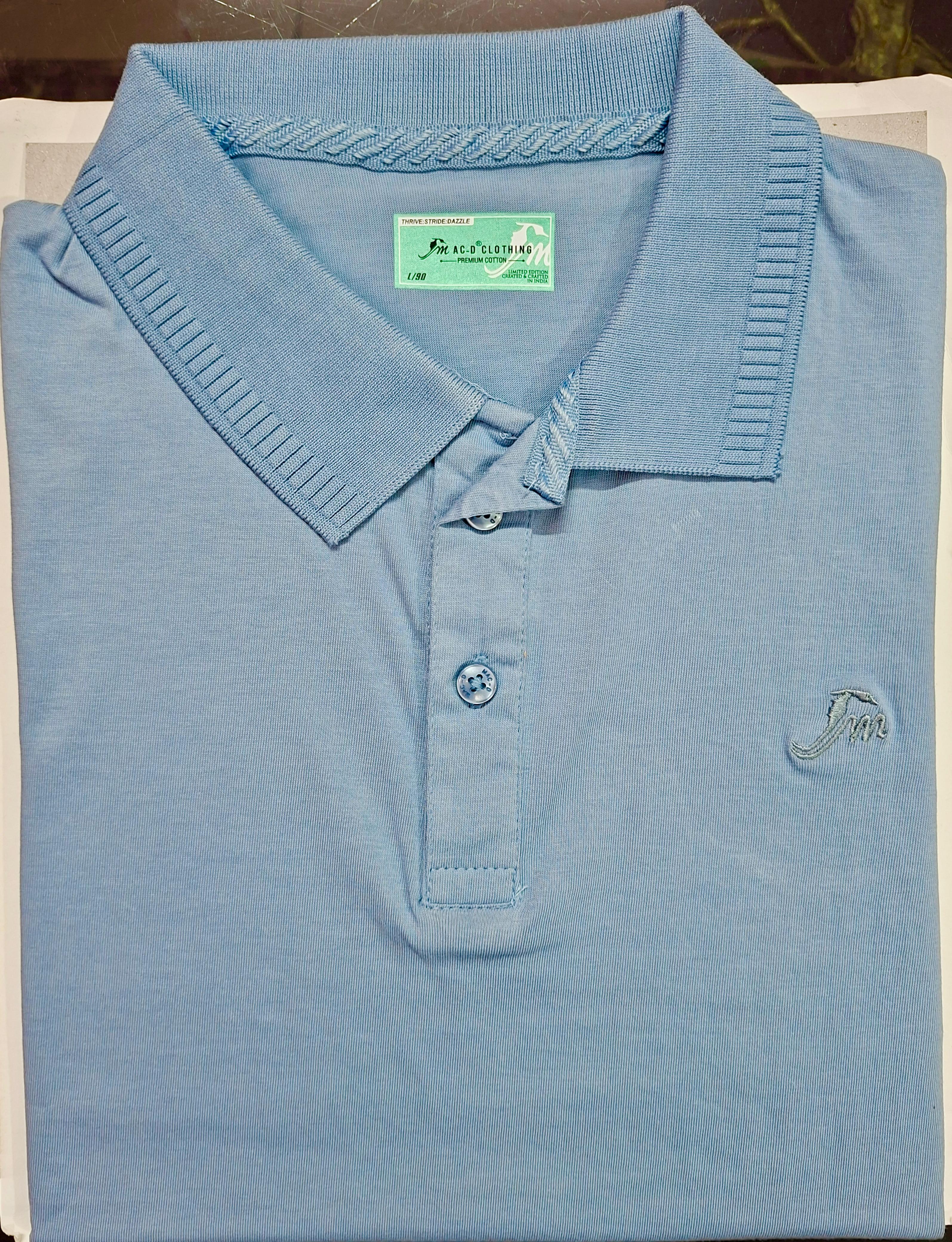 Sky Blue Premium Cotton Polo T-Shirt for Men – Classic, Breathable & Stylish Casual Wear