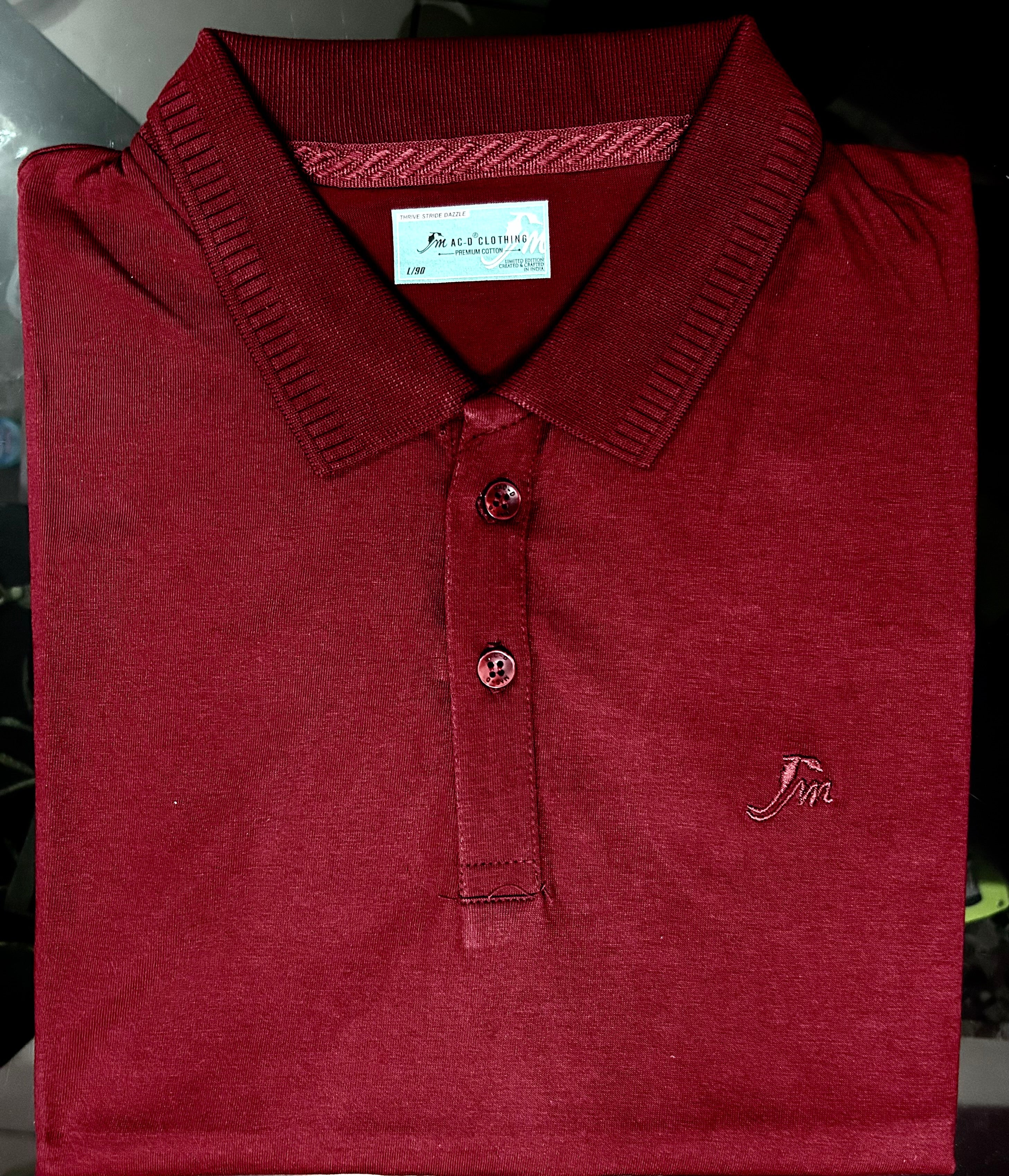 Premium Maroon Cotton Polo T-Shirt for Men | Elegant Collared, Soft & Breathable Casual Wear