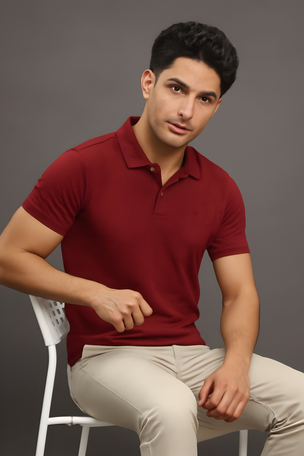 Premium Maroon Cotton Polo T-Shirt for Men | Elegant Collared, Soft & Breathable Casual Wear