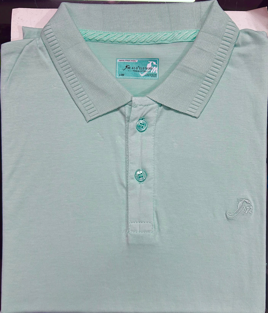 Classic Mint Green Polo T-Shirt for Men – Soft Cotton Blend, Elegant Embroidery, All-Day Comfort