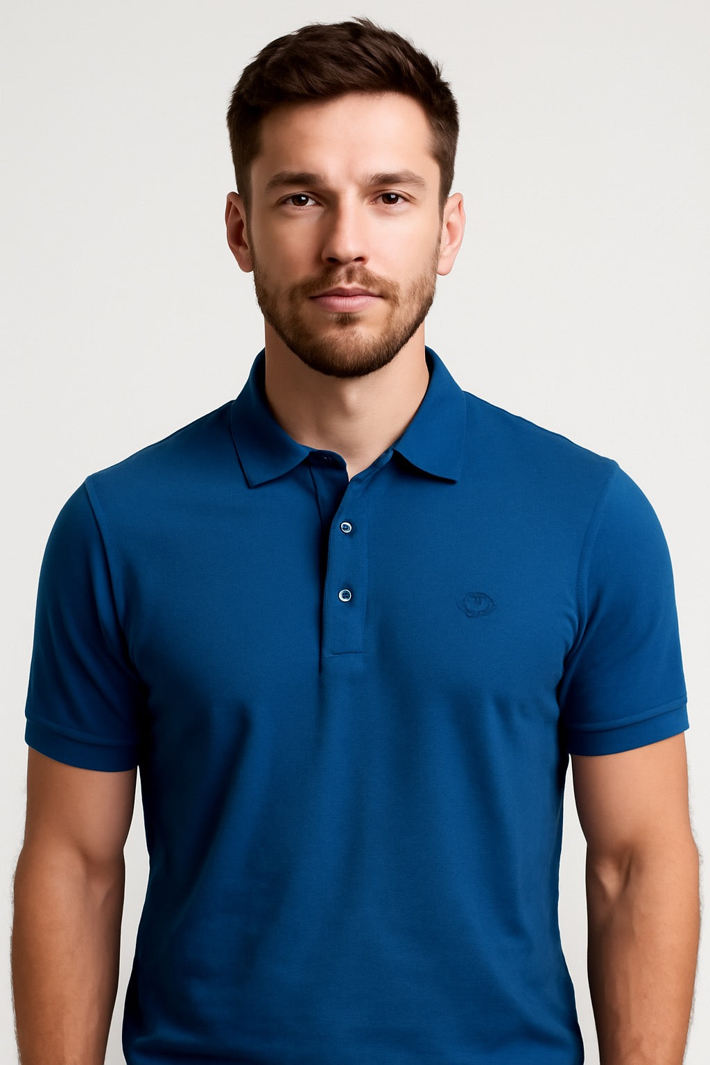 Men’s Dark Blue Cotton Polo T-Shirt with Collar Design - Premium Quality