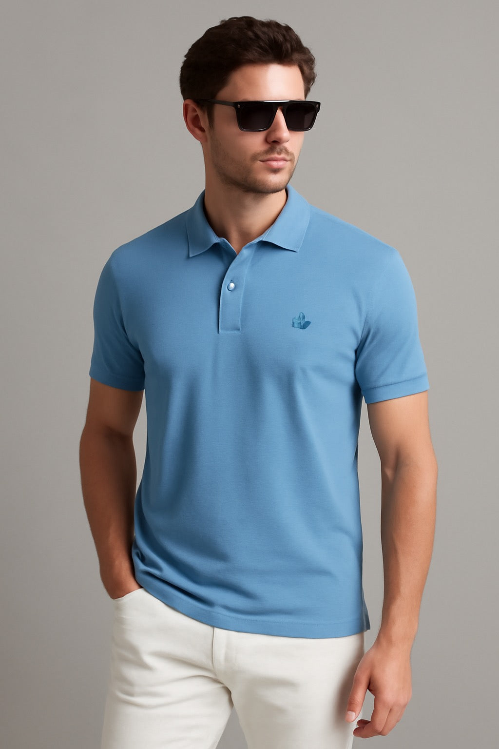 Sky Blue Premium Cotton Polo T-Shirt for Men – Classic, Breathable & Stylish Casual Wear