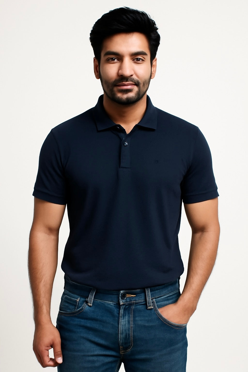 Premium Navy Blue Polo T-Shirt for Men | Stylish & Comfortable | Soft Cotton