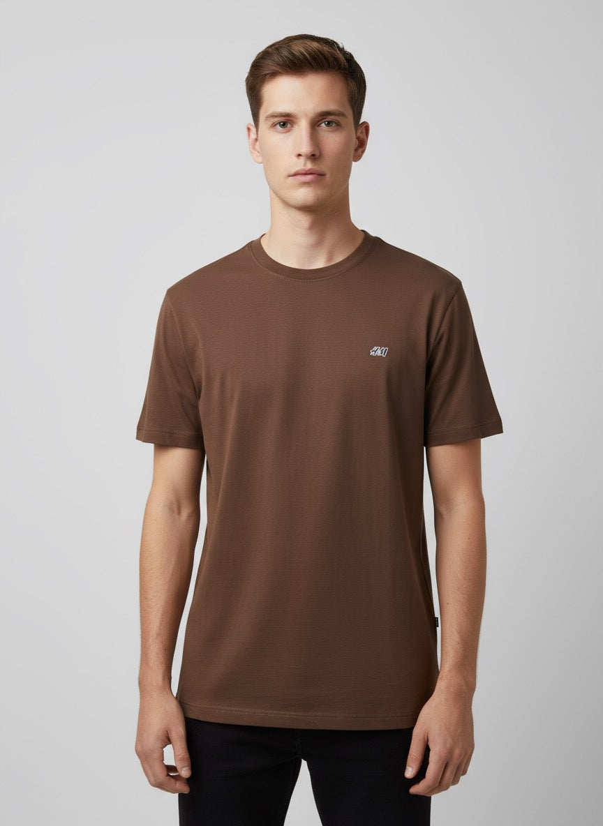 Premium Brown H&M Crew Neck T-Shirt – Medium Size, Authentic Cotton Comfort