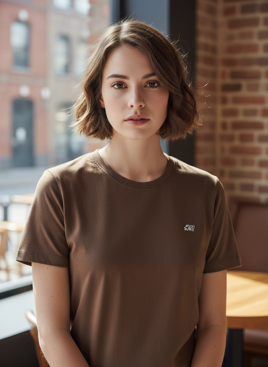 Premium Brown H&M Crew Neck T-Shirt – Medium Size, Authentic Cotton Comfort