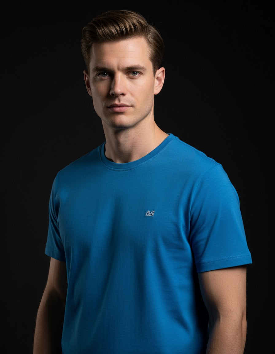 H&M Men’s Blue Cotton T-Shirt – Medium Size | Stylish Crew Neck Tee for Everyday Comfort