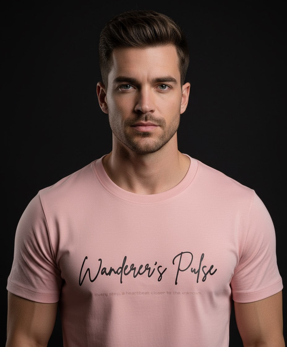 Wanderer’s Pulse Pink T-Shirt – Inspirational Travel Quote Tee for Free Spirits
