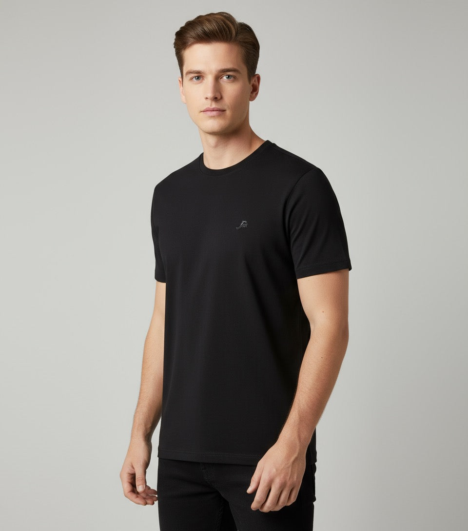 Premium Black Crew Neck T-Shirt for Men – Soft, Breathable, Stylish Fit