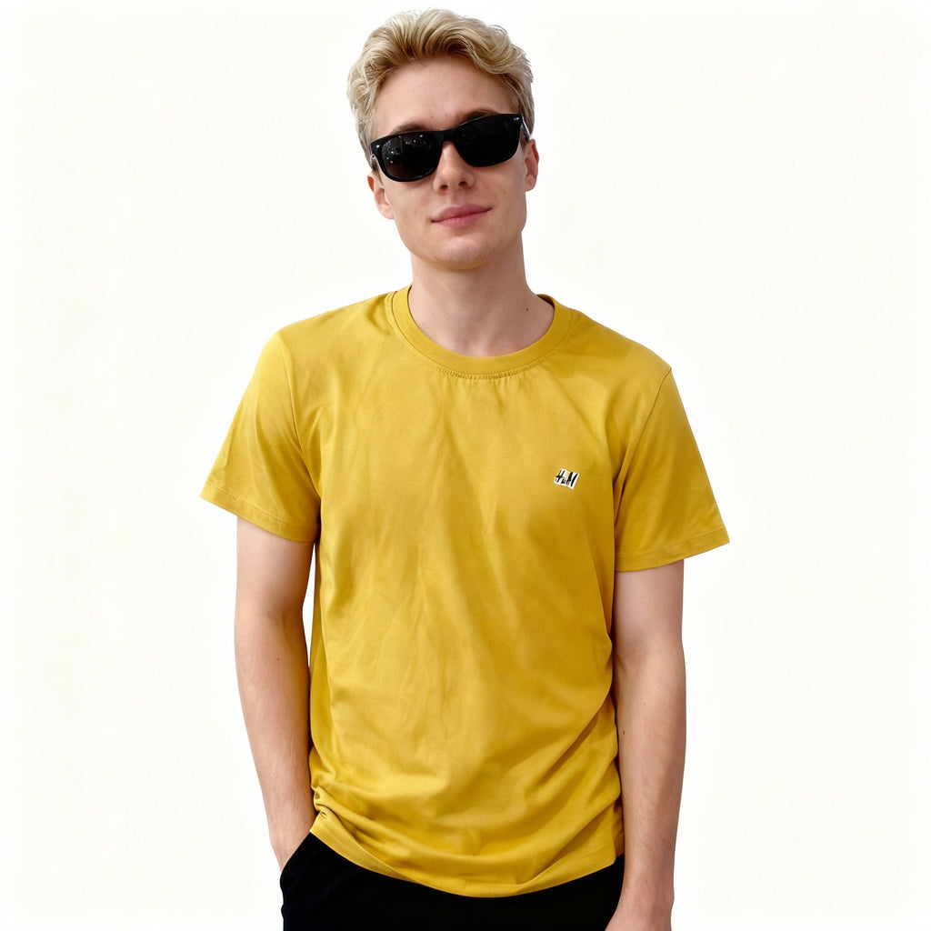 Premium Yellow Crew Neck Cotton T-Shirt – Stylish Casual Wear for Men